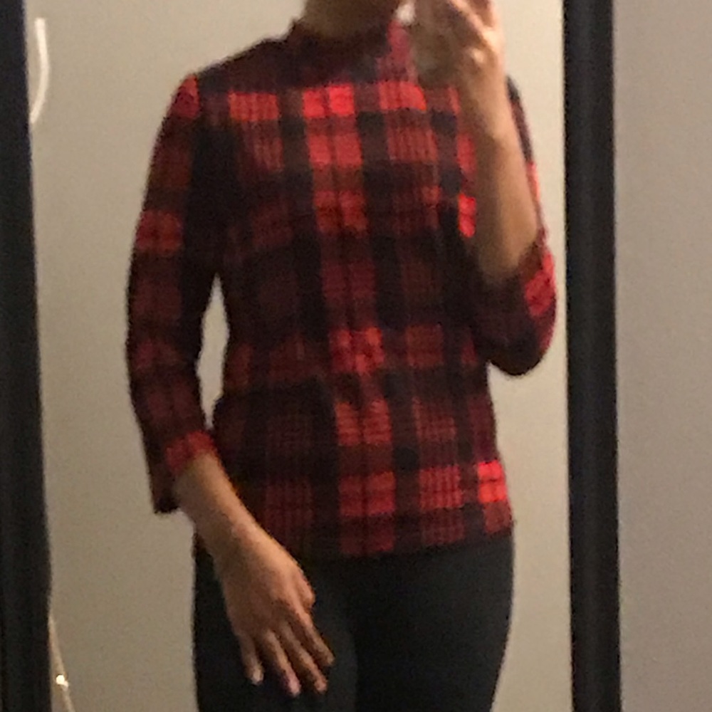 NEW SHEIN RED AND BLACK GRID SHIRT
